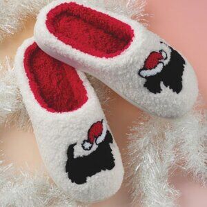 Scotty dog Christmas shearling slippers large